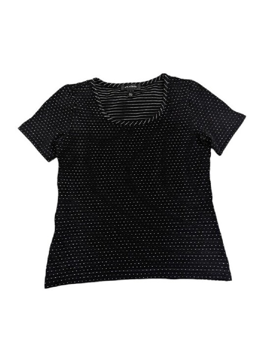 St. John Tops - ST. JOHN Black Polka Dot Short Sleeve Blouse Shirt Small